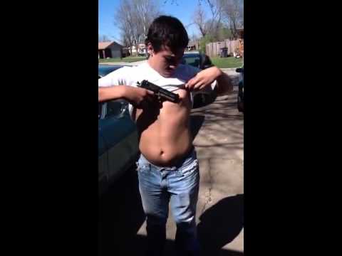 Shooting self with a air soft gun in the nipple