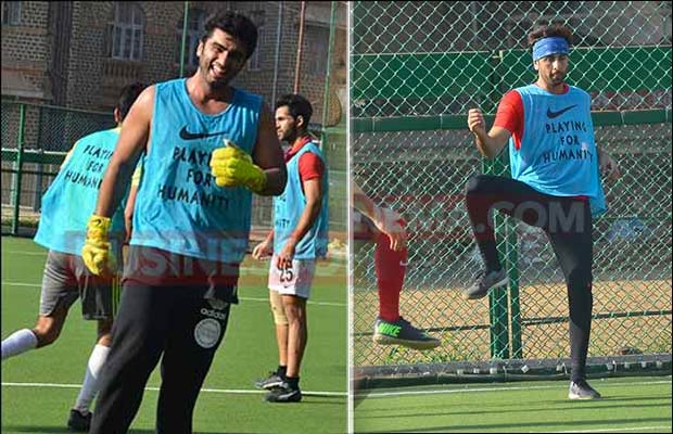 Snapped: Ranbir Kapoor And Arjun Kapoor Warming Up For Their Soccer Match!