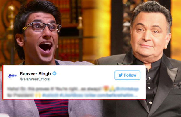 Ranveer Singh’s Reply To Rishi Kapoor On Calling Befikre An Adult Version Of Chandni!