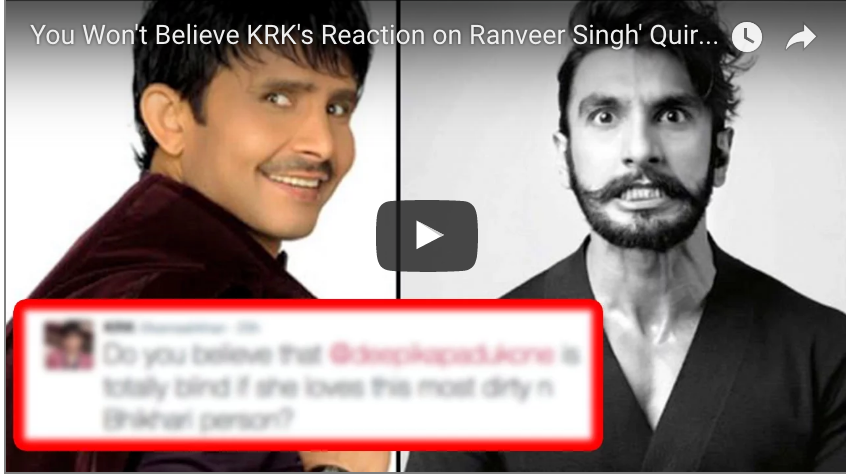 You Won’t Believe KRK’s Reaction At Ranveer Singh’s Quirky Look!