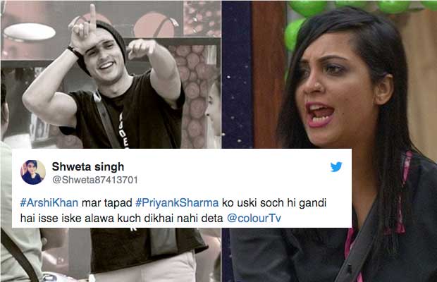 Bigg Boss 11: Twitterati SLAM Priyank Sharma Over Commenting On Arshi Khan's Character!